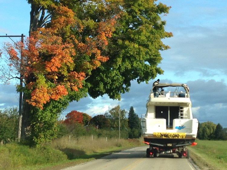 hauling, boat, fall, colors, change, daily press, photo challenge