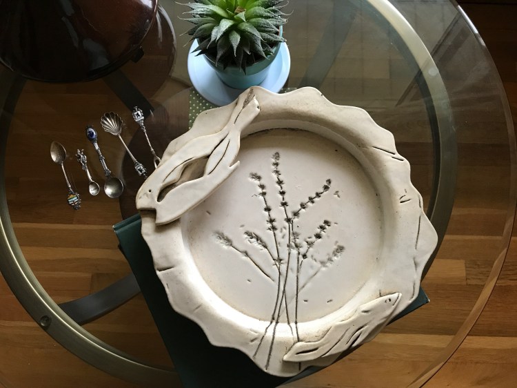 Stoneware Dish, fish dish, ceramic artist, college art, tresa meyer-clark, Marygrove College, art program
